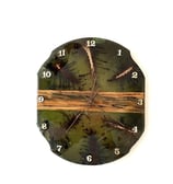 13''Modern Epoxy Resin, Natural Cone Pine and Wood Wall Clock, Wooden and Epoxy Clock for Wall, with