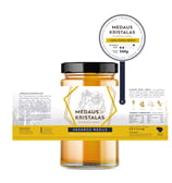 Natural honey label yellow color, beekeepers illustration, dark blue text