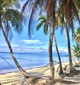 Siquijor beach side at San Juan with palm trees and a hammock