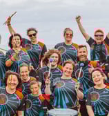 DrumDin group photo at Whitley Bay Carnival 2025