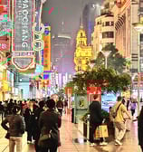 Neon signs and bright lights on Nanjing Road