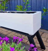 wooden trough planter box made from quality wood painted in colour white