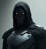 a man in a black suit and a black hoodie