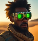 a black man with a beard and futuristic glasses
