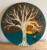 tableau sur commande arbre gravure sur bois peinture sur bois 