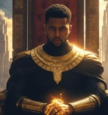 a black man in a black suit and gold jewelry