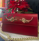 coach Bolso mini con solapa roja cadena dorada
