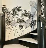 peinture mur fresque panoramique escalier palmiers noir et blanc fresque Normandie Caen Marie Hardy