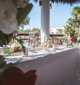 a table with a vase filled with flowers