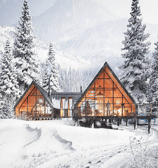 Beautiful modern Hotel amidst Snowy Mountains and Pine Trees by Shark Hotels