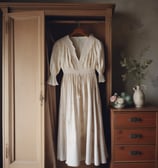 A collection of vintage sewing and crafting items is arranged on a surface, including two framed floral embroidery pieces, antique books, scissors, spools of pink thread, sheet music, and lace. The embroidery features delicate pink roses with green leaves, housed in ornate, off-white frames. The overall aesthetic combines elements of vintage charm and artistic craftsmanship.