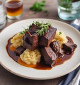Dark & Stormy braised beef short ribs with celery root mash