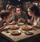 people sitting inside restaurant close-up photography