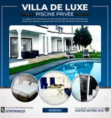 a flyer for a villa with a pool and a swimming pool