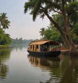 A vintage blue van with a white roof and decorative elements is parked on a paved area. The side of the van features the words 'Holiday House' in yellow script, suggesting it is affiliated with a specific location. The van has whitewall tires and a roof rack, with a window displaying stickers. The setting includes stone walls and greenery, indicating an outdoor urban or suburban environment.