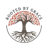 a logo for rooted by grace