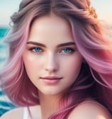 a woman with pink hair and a pink hairdoodle