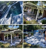 Outdoor patio and pool area remodeled with decorative floor painting and covered terrace by Garnet Painting & Remodeling GA i