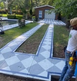 igh-quality exterior floor painting transformation with geometric design by Garnet Painting & Remodeling in Douglas, GA.