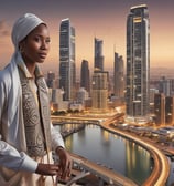 a woman in a white dress and a white turban