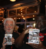 Woody Goulart and Sam Glass horror trivia winners at Nightmare Cafe Las Vegas