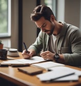 A book titled 'Scriptural Guide to Overcoming 7 Mental Ailments' lies next to a pair of black-rimmed glasses, a large beige flower, and another book titled 'The Bible Promise Book.' These items are placed on a textured, multicolored knitted fabric, and there is a black cup next to the items.