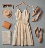 a summer dress with a hat, heels, and sunglasses with clutches