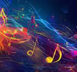 a colorful music note with music notes and notes