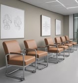 medical examination table and waiting room chairs