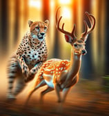 A cheetah chasing a deer