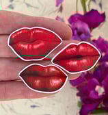 Three red lips vinyl stickers