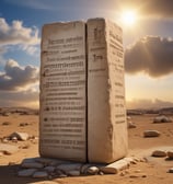 A carved stone plaque features two tablets with Hebrew inscriptions. At the top is a Star of David with the word 'אמת' (truth) inside it. The surrounding design includes floral and ornamental motifs intricately carved into the stone.