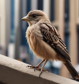 a bird perched on a ledge of a building