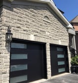 flush panel garage door with frosted side windows placements 
