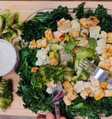 Tonight's dinner π½οΈ Steamed Kale π Baked Assorted Veggies π Spicy Seasoned Tofu π Homemade Vegan