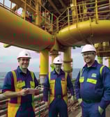 A group of people are gathered holding protest signs with names of various oil companies and countries, such as 'National Iranian Oil Co.', 'Nigerian National Petroleum Corp', 'Shell', and 'Russia'. The scene is set in an urban environment with historic architecture in the background. The individuals appear to be advocating for environmental issues related to fossil fuels.