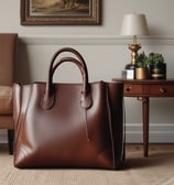 a brown leather handbag with a brown leather handbag