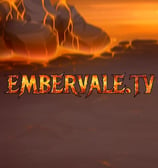 The Embervale logo on a magma background