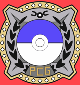 a pokemon pokemon goggles logo on a red background