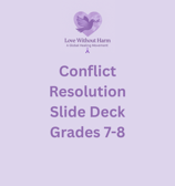 a purple heart with the words conflict resolution slide deck grades 7-8