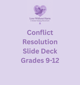 a purple heart with the words conflict resolution slide deck grades 9-12