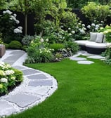 Backyard with a lot of flower to improve the relaxing area
