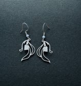 a pair of earrings with a flower on it
