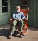 Un monsieur de cinquante ans dans un rocking chair