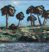 Title: Chicken Island Palm Trees - An impressionist painting of Palm Trees on Chicken Island.