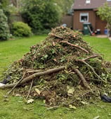 Lawn debris cluttering up a customer's lawn.