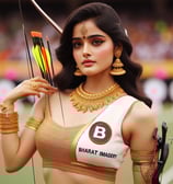 a woman in a bikini top and a bow