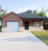 a house with a garage door