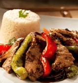 sweet barbecue beef sauce with white rice