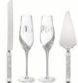 a couple of wine glasses and a knife and knife